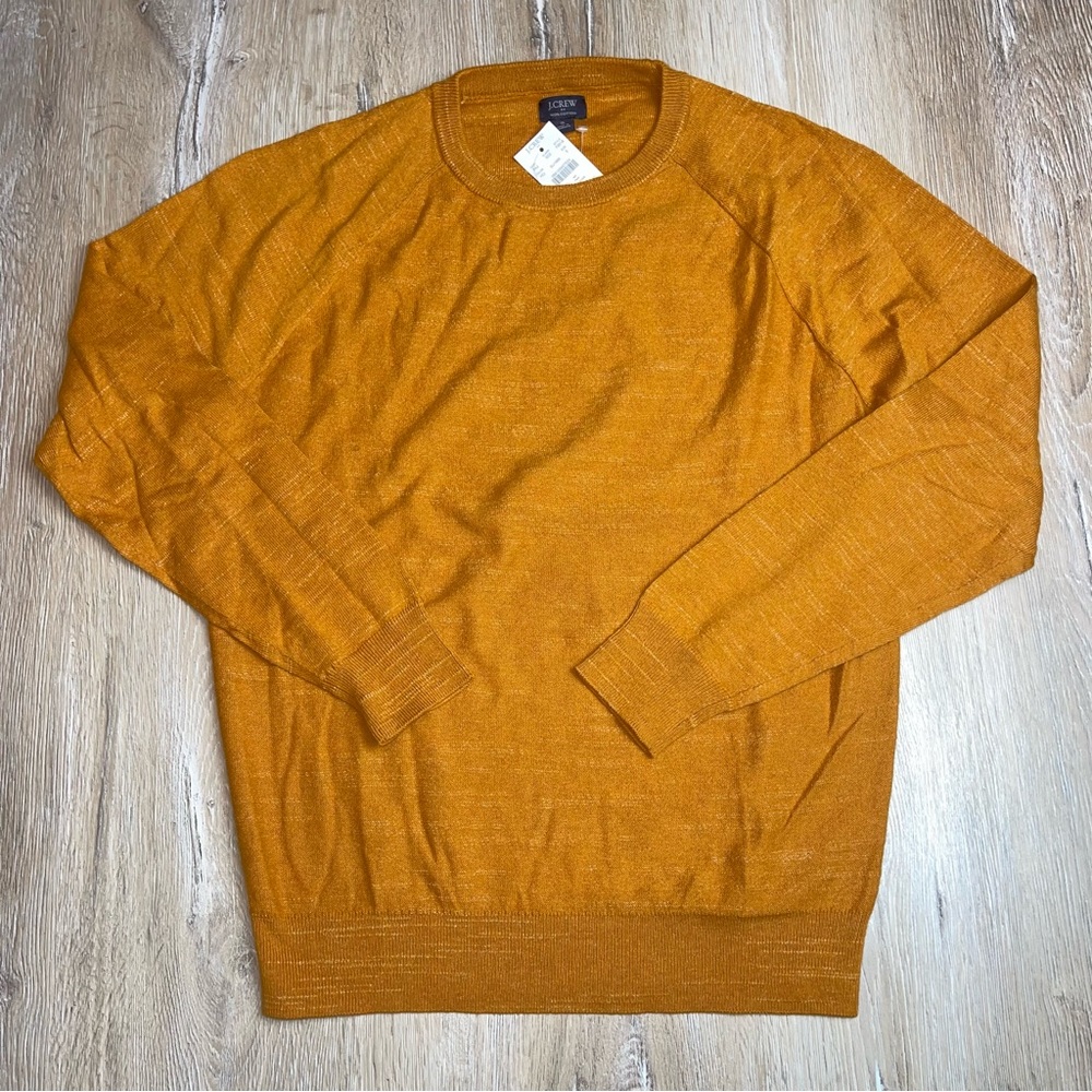 J. Crew Men's Raglan Budded Crewneck Longsleeve Sweater Size S Heather Caramel.